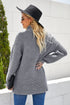 Casual Chunky Knit Mock Neck Long Sleeve Split Pullover Sweater