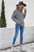 Casual Chunky Knit Mock Neck Long Sleeve Split Pullover Sweater