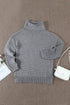 Casual Chunky Knit Mock Neck Long Sleeve Split Pullover Sweater