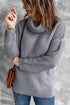 Casual Chunky Knit Mock Neck Long Sleeve Split Pullover Sweater