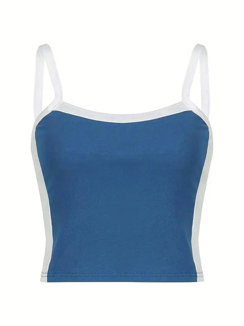 Casual Color Block Sleeveless Spaghetti Strap Basic Tank Top