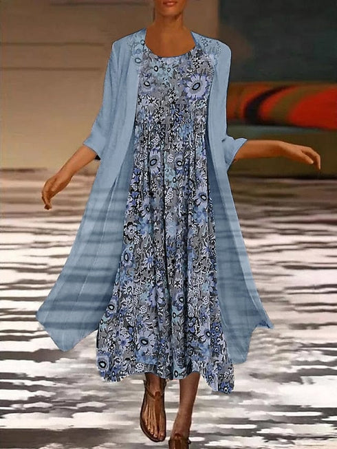 Casual Dress Ethnic Dress Midi Dress Blue Half Sleeve Paisley Print Summer Spring Crew Neck Casual S M L XL XXL for Women