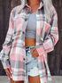Casual Plaid Print Lapel Long Sleeve Button Blouse
