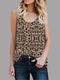 Casual Sleeveless Round Neck Leopard Vest