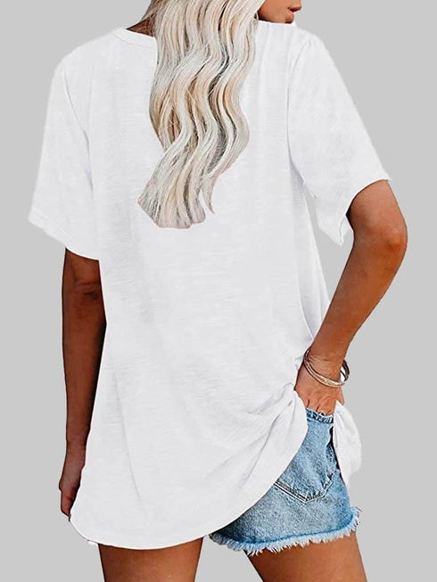 Casual Solid Color Mid-sleeved T-shirt