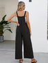 Casual Solid Color Slant Pocket Button Jumpsuit