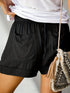 Casual Solid Drawstring Elastic Waist Slant Pockets Shorts
