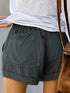 Casual Solid Drawstring Elastic Waist Slant Pockets Shorts
