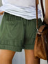 Casual Solid Drawstring Elastic Waist Slant Pockets Shorts
