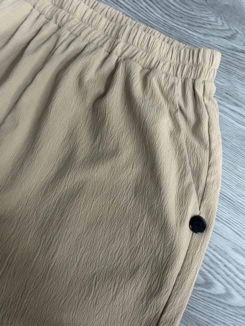 Casual Solid Elastic Waist Pockets Loose Pants