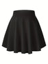 Casual Solid High Waist Pleated Skate Skirt Mini Dress