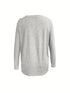 Casual Solid Pocket V-Neck Long Sleeve Loose T-Shirt