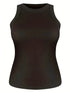 Casual Solid Ribbed Crew Neck Sleeveless Basic Tank Top
