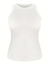 Casual Solid Ribbed Crew Neck Sleeveless Basic Tank Top