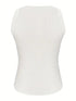 Casual Solid Ribbed Crew Neck Sleeveless Basic Tank Top