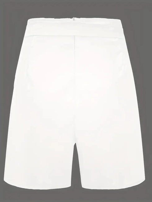 Casual Solid Tie Waist High Waist Button Shorts
