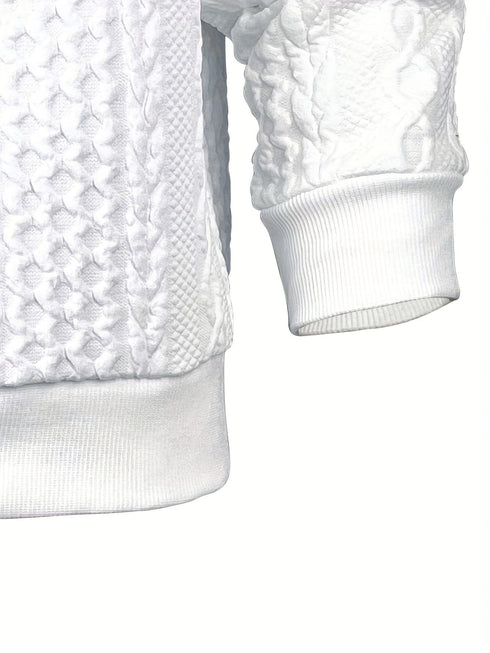 Casual Solid Zip-Up Long Sleeve Textured Jacket