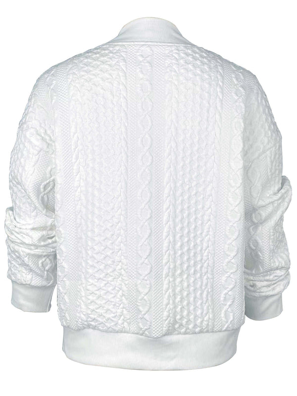 Casual Solid Zip-Up Long Sleeve Textured Jacket