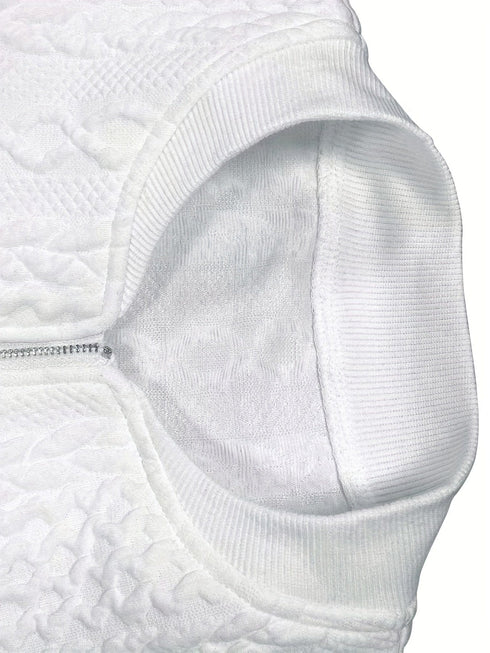 Casual Solid Zip-Up Long Sleeve Textured Jacket