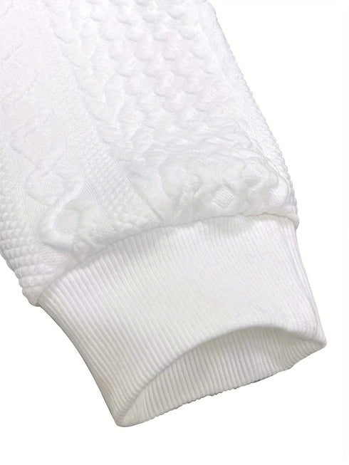 Casual Solid Zip-Up Long Sleeve Textured Jacket