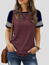 Casual Splicing Faded Short-sleeved Ladies T-shirt