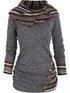 Casual Stripe Splicing Button Decor Long Sleeve Hoodie