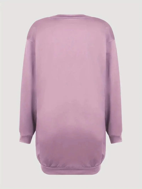 Casual Two-piece Set with Crop Tank Top and V Neck Long Sleeve Dress - Women's Letter Print Outfit