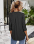 Casual V-Neck Loose Fit Blouse with Mid-Length Sleeves