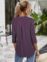 Casual V-Neck Loose Fit Blouse with Mid-Length Sleeves