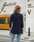 Casual V-Neck Loose Fit Blouse with Mid-Length Sleeves