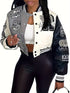 Casual Varsity Stylish Letter Print Button Front Jacket