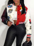 Casual Varsity Stylish Letter Print Button Front Jacket