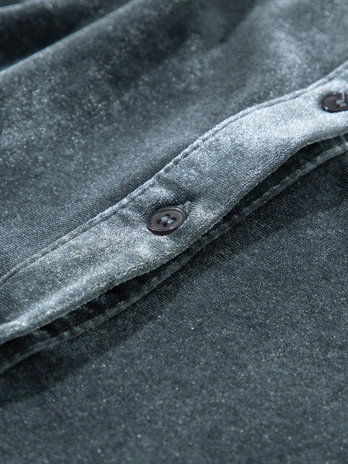 dark-grey-3-4-sleeve-tunic-babydoll-velvet-shirt