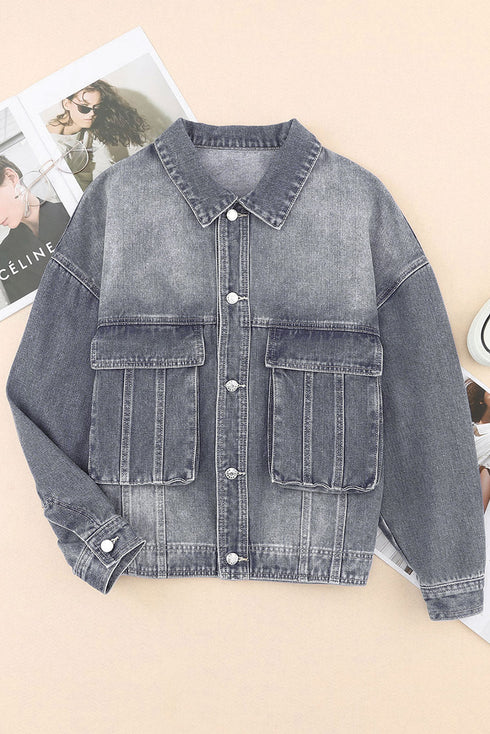 gray-chest-pockets-drop-shoulder-loose-denim-jacket