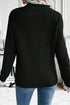 Black Contrast Lace Frilled Trim Raglan Sleeve Sweater