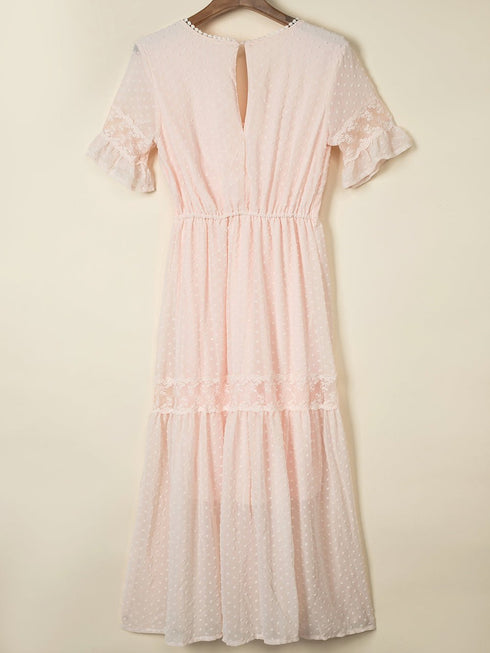 solid-color-v-neck-tie-half-sleeve-casual-dress