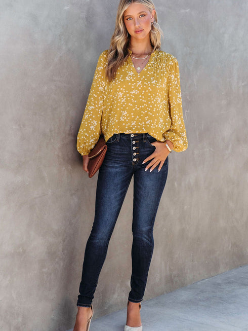 yellow-split-neck-fall-printed-crinkled-blouse