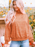 Orange Drop Shoulder Crew Neck Pullover Sweatshirt