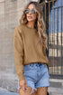 Light French Beige Front Center Seam Drop Shoulder Pullover Solid Sweater