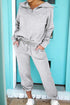 Light Grey Zip Collar Long Sleeve Top Drawstring Pants Set