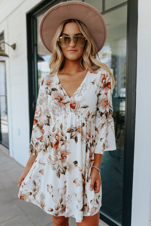printed-lace-up-lapel-waist-short-sleeved-midi-dress