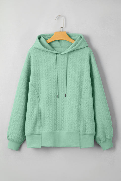 cable texture hoodie