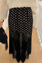 Black Asymmetric Polka Dot Print Sheer Lace Patchwork Maxi Skirt