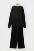 Black JOLLY Corded Long Sleeve Top and Pockets Pants Set