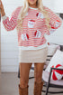 Orange Stripe Sequin Santa Claus Pattern Christmas Pullover Sweatshirt