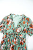 Green Fiery Floral Print Frilled V Neck Short Sleeve Maxi Dress