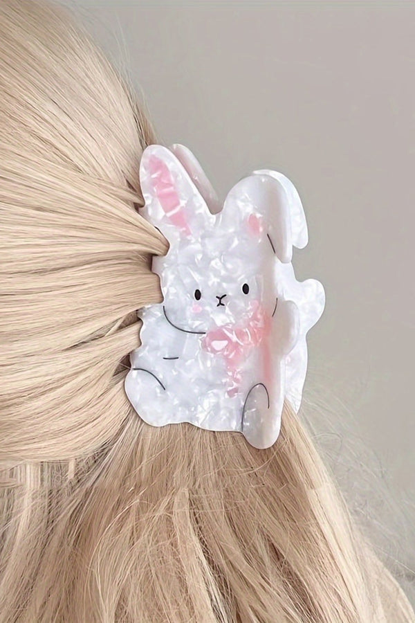 Women's Charming White Easter Bunny Hair Claw Clip for Women - Cute Spring Accessory with Fun Design and Strong Grip