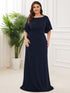 Chic A-Line Burgundy and Navy Blue Wedding Guest Dress with Silver Embellishments
