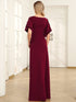 Chic A-Line Burgundy and Navy Blue Wedding Guest Dress with Silver Embellishments