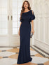 Chic A-Line Burgundy and Navy Blue Wedding Guest Dress with Silver Embellishments